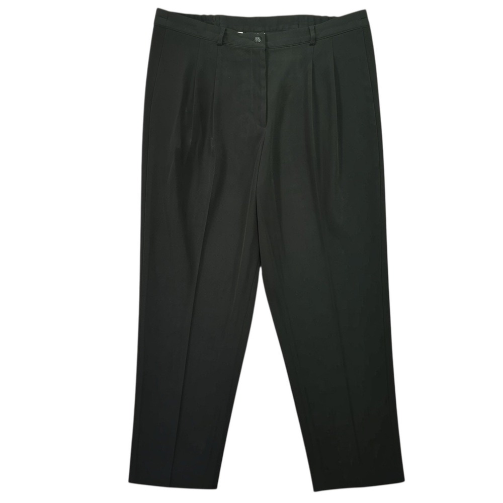 Vintage Talbots Pants Womens 14WP Green Faux Suede Pleated Dress Trousers FLAW